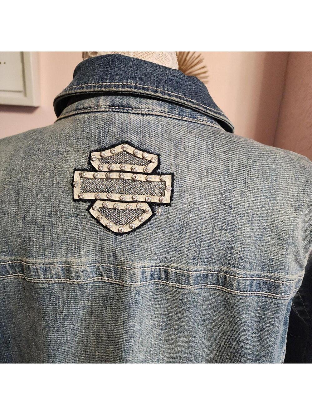 Harley-Davidson Women's Denim Jacket Blue Trucker Jean Jacket XL - Picture 3 of 7